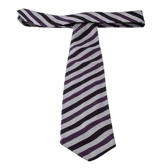 Holliday & Brown For Prada Purple Diagonal Striped Patterned Silk Jacquard Tie - Picture 3 of 4